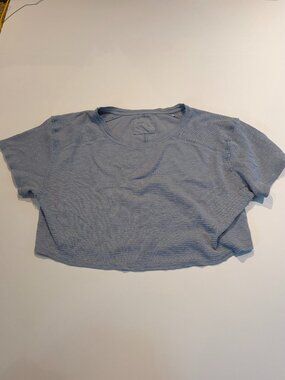 Aerie Baby Blue Waffle Knit Cropped T-Shirt